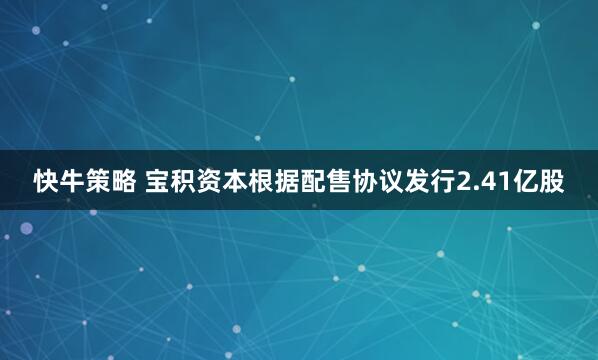 快牛策略 宝积资本根据配售协议发行2.41亿股