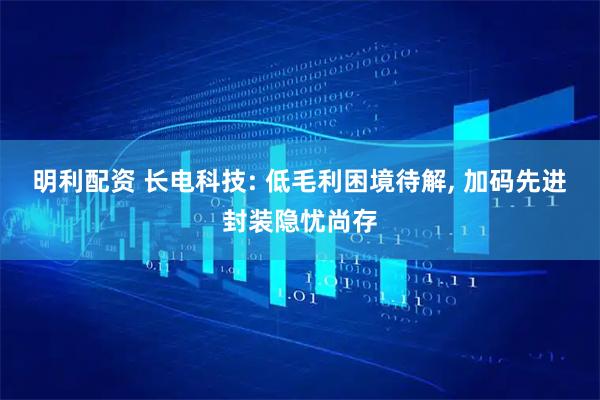 明利配资 长电科技: 低毛利困境待解, 加码先进封装隐忧尚存